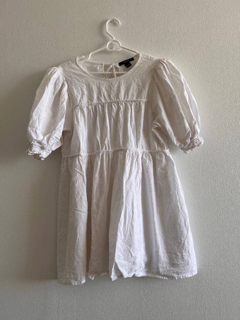 White Tiered Puff Sleeve Tunic Top